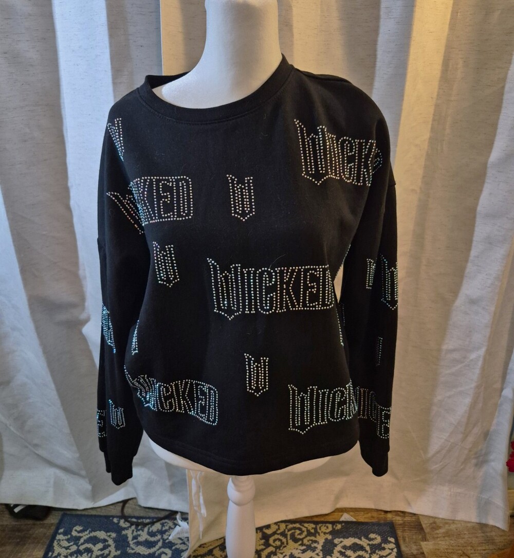 Wicked Black Fleece Logo Crewneck Pullover Sweatshirt Size S